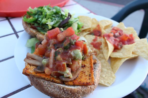 Taco Loco Blacked Tofu and Mushroom Burger