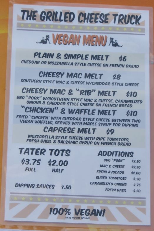 Grilled Cheese Truck Vegan Menu