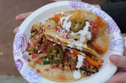 Galvans Gourmet Veganeatery TVP and Fried Shrimp Tacos